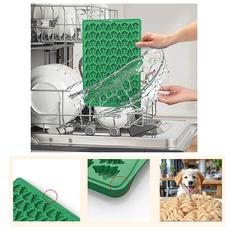 Creative Christmas Tree Biscuit Mold 100 Hole Silicone Baking Biscuit Mold Mini Pet Dog Snack Biscuit DIY Chocolate Mold