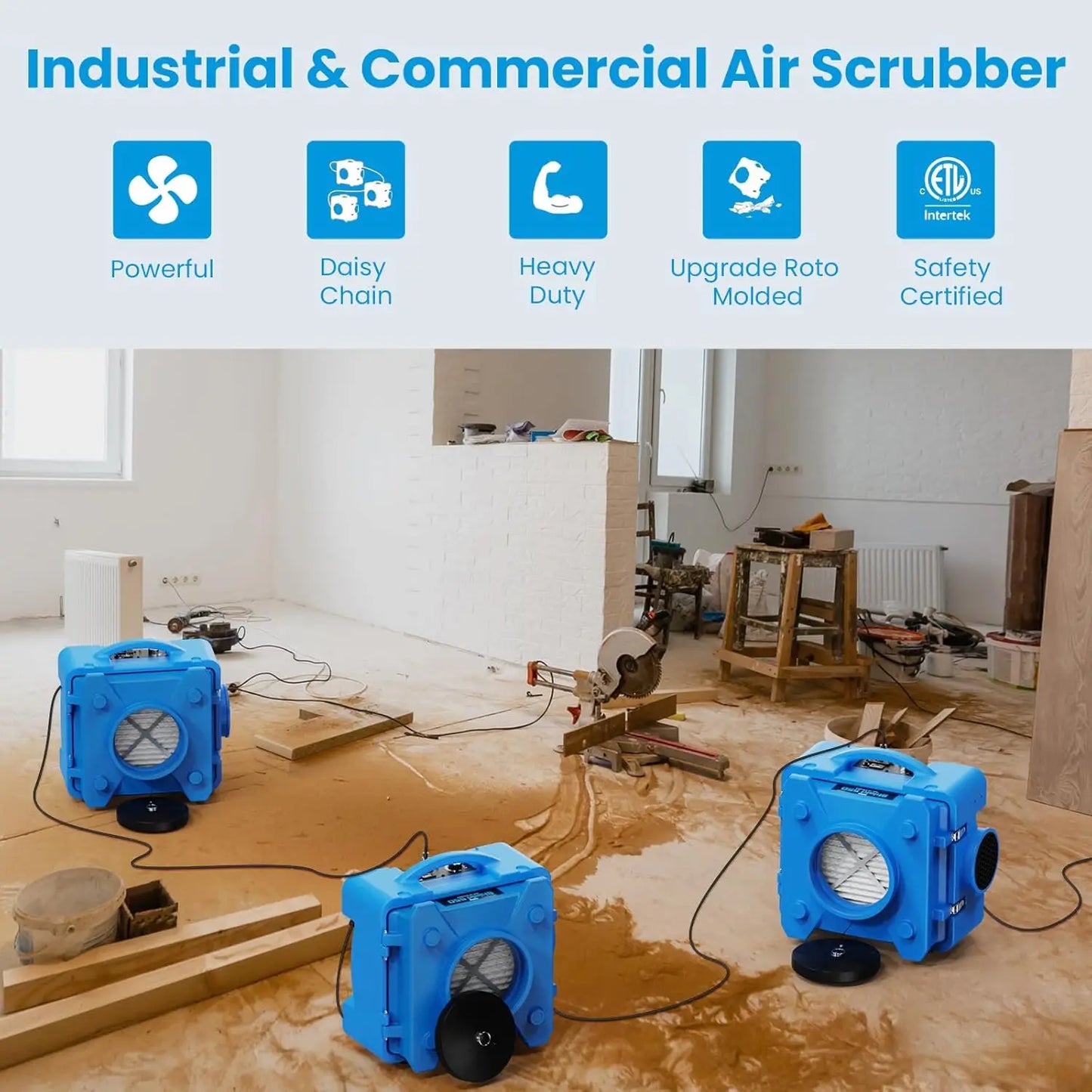 Shield-550 Air Scrubber, Negative Machine Airbourne Cleaner HEPA Scrubber Water Damage Restoration Equipment Air Purifier