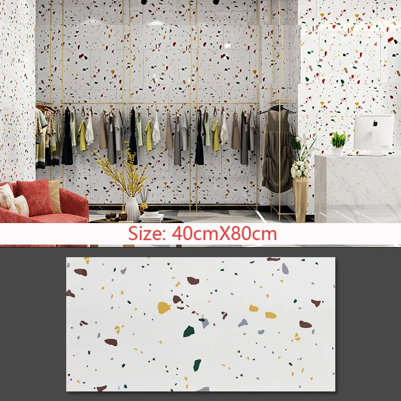 Self Adhesive Marble Wallpaper Waterproof Floor Sticker Bathroom Living Room TV Background Renovation  Wall Ground Decor