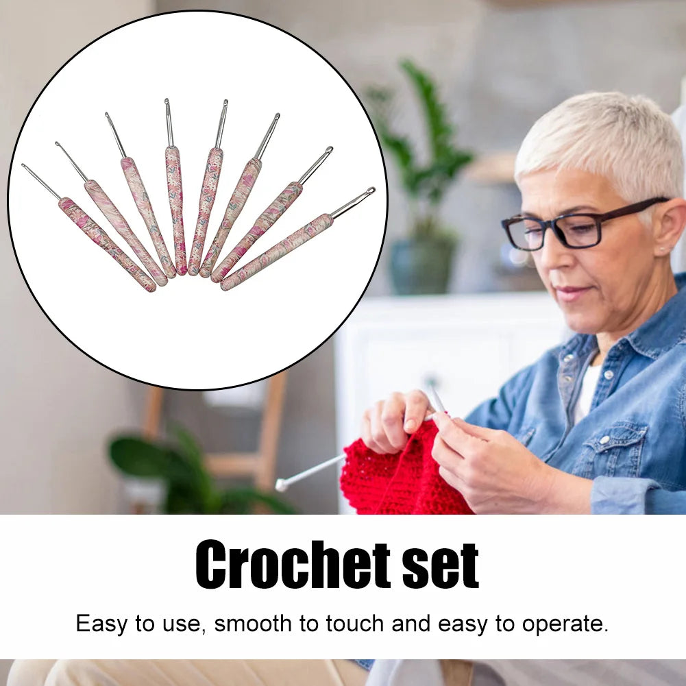 8Pcs Knitting Needles Kit Aluminum Knitted Crochet Kit DIY Yarn Craft Knitting Needles Ergonomic Sweater Weave Sewing Tool