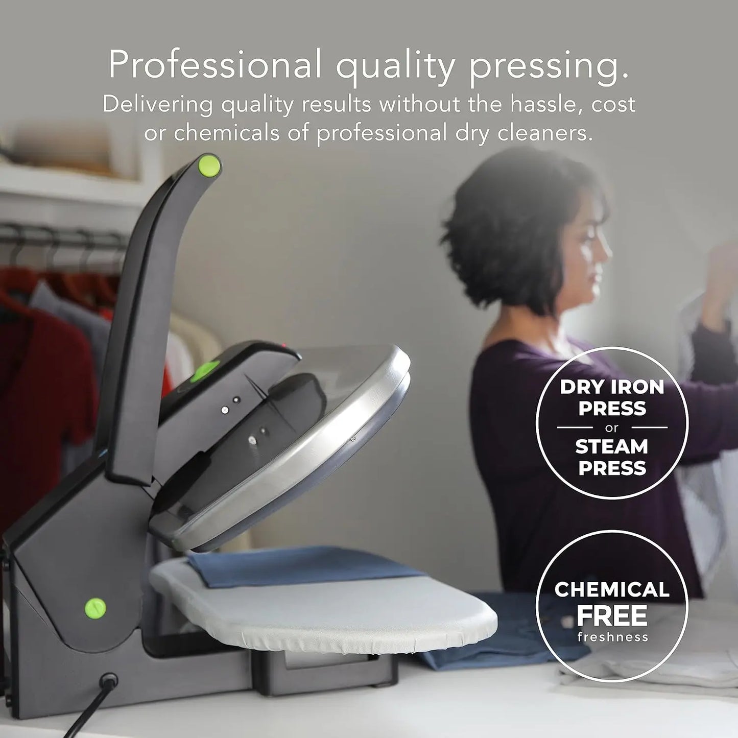 SF-680 Digital Steam Press with Multiple Fabric Settings and Steam Burst Black, Stand