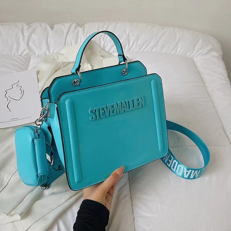 2024 New Trendy Handbags with Popular Lettering, Single Shoulder Bags, Solid Color Crossbody Bags