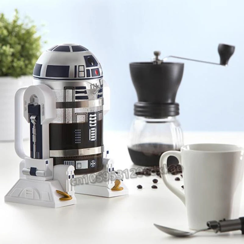 960ml Moka Hand Coffee Maker R2-d2 Cartoon Star Wars Robot Office Home Manual Thermal Stainless Steel Pressing Mini Coffee Pot