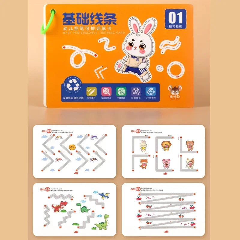 Magic Montessori Drawing Magical Tracing Workbook Reusable Practice Copybook Control Training Book Children Education Stationery