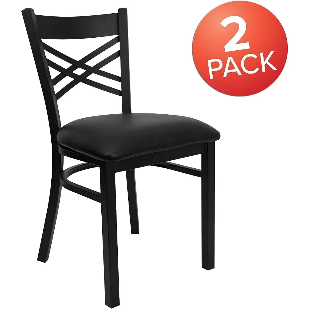 Set of 2 Metal Restaurant Chairs, Modern Upholstered Armless Dining Chairs for Restaurants/Kitchens,Suitable for dining room