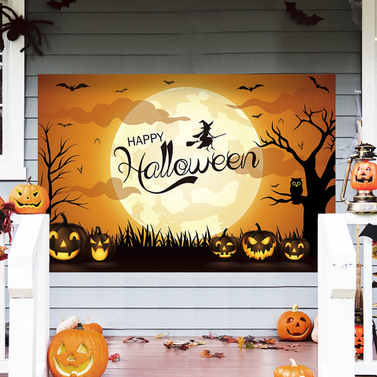 Halloween Decoration Horror Backdrop Banner Party Outdoor Background Skeleton Pumpkin Curtain Home Decor Photography Props