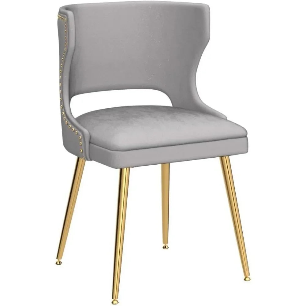 Velvet Dining Chairs Set of 4 Comfy Upholstered Dining Room Chairs with Gold Metal Legs Armless Side Chair, Dining Chairs Set