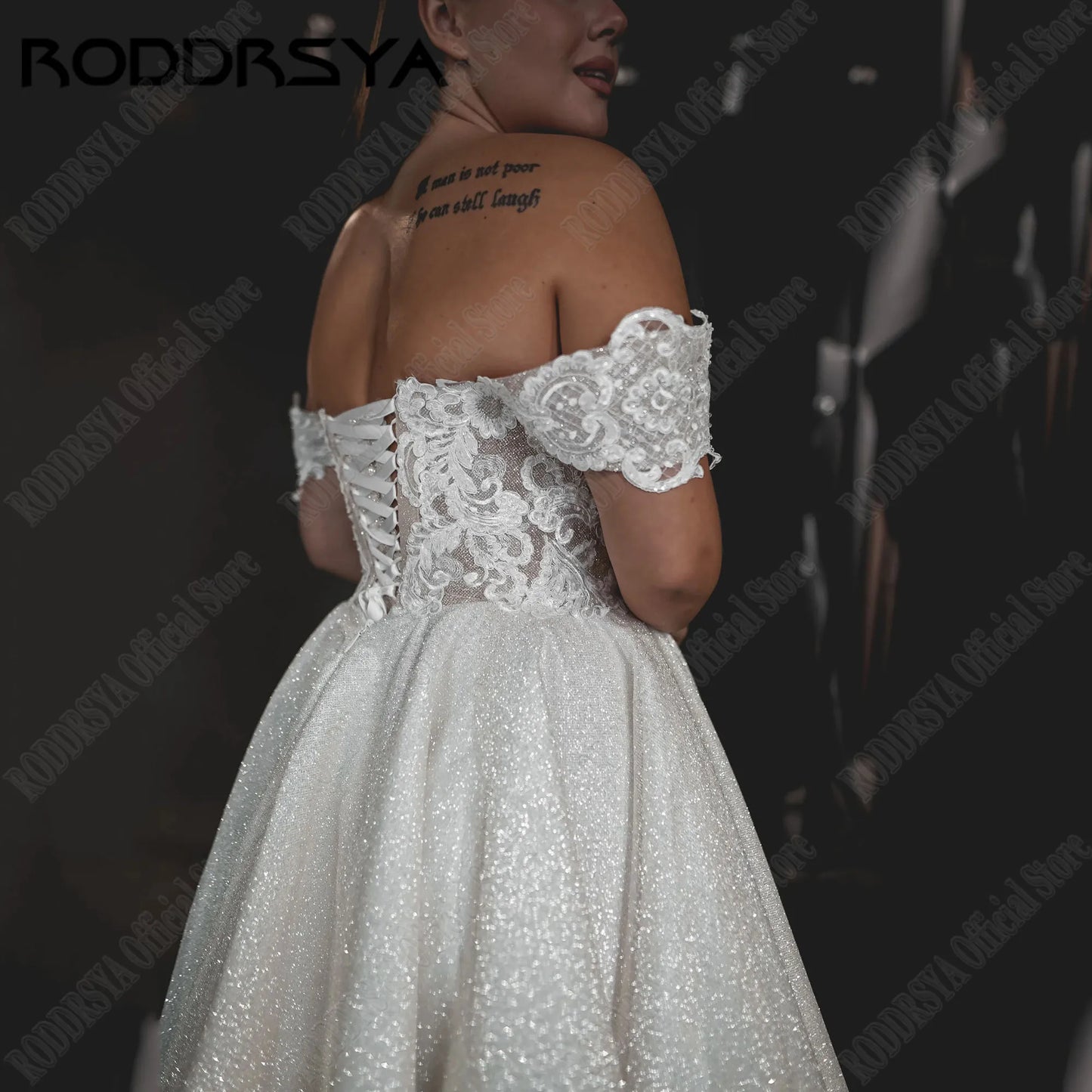 RODDRSYA Shiny Sweetheart Wedding Dresses For Woman Off Shoulder Lace Up Applique Bride Gowns Mid-Calf свадебные платья 2024