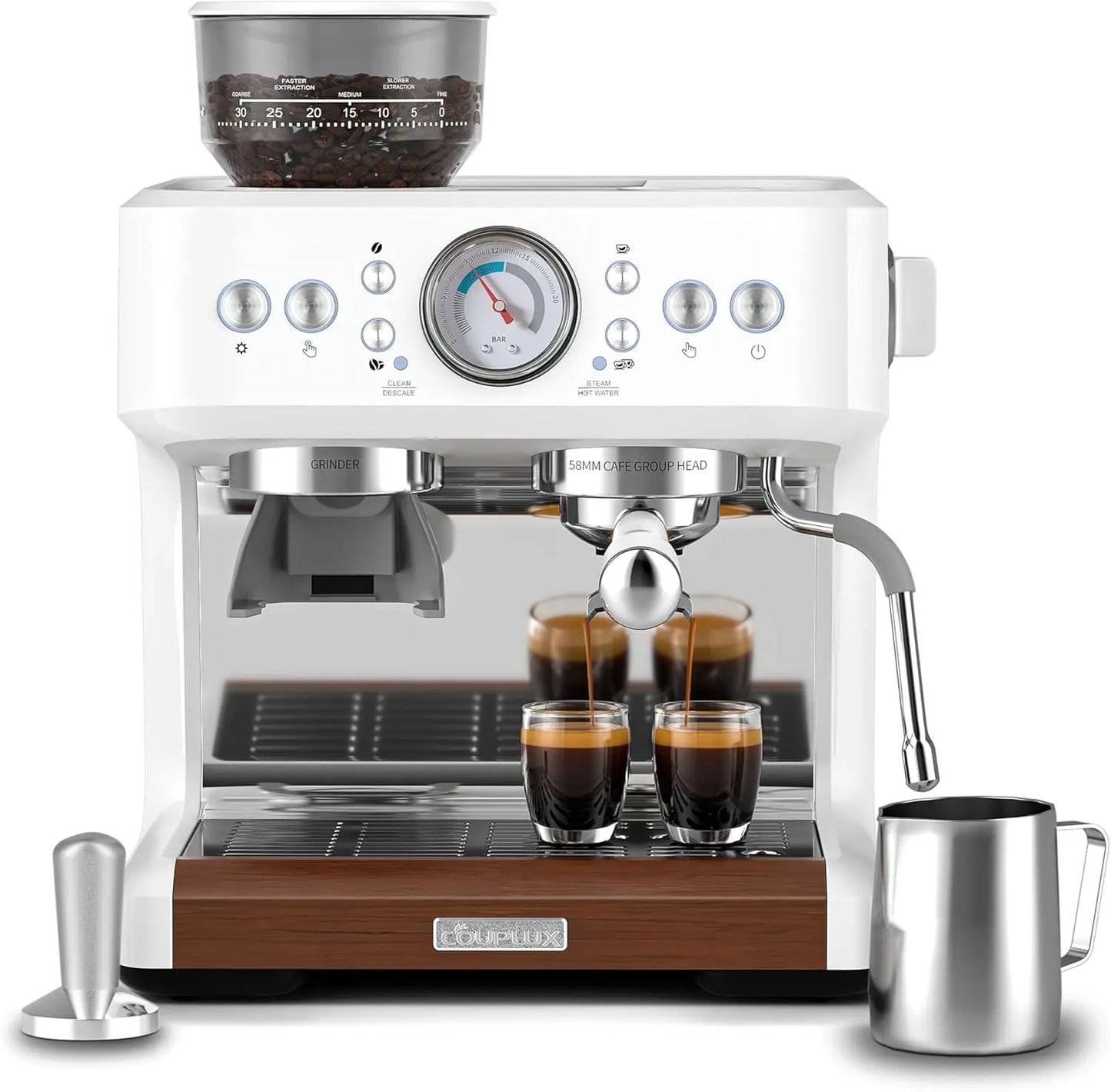 with Grinder, Coffee and Espresso Maker Combo All in One Coffee Machine, 20 Bar Cafe Espresso Machine with Milk for Latte