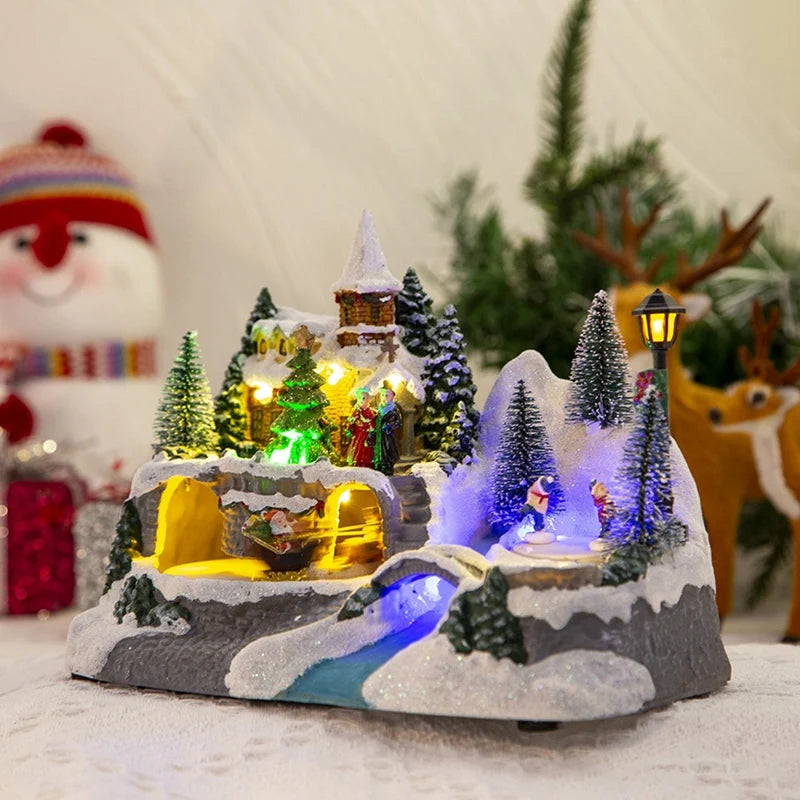 Christmas Snow House Village LED Light Luminous Ornament Figurine Christmas Decorations Crafts Xmas Decor