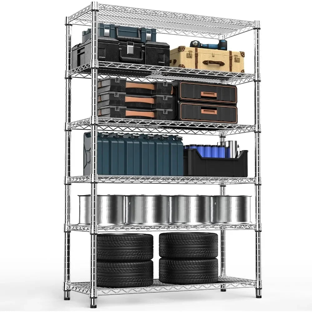 Steel Storage Shelving 6-Tier Utility Shelving Unit Steel Organizer Wire Rack for Home,KitchenCapacity 17.7"D x 47.2"W x 72.3"H