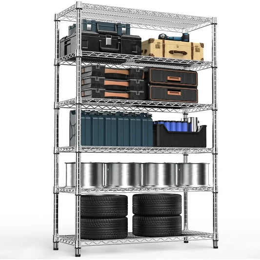 Steel Storage Shelving 6-Tier Utility Shelving Unit Steel Organizer Wire Rack for Home,KitchenCapacity 17.7"D x 47.2"W x 72.3"H