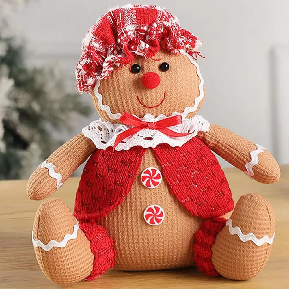 Christmas Gingerbread Man Plush Toy,Stuffed Gingerbread Man Throw Pillow,Gingerbread Xmas Tree Topper Decorations Hugger Decor