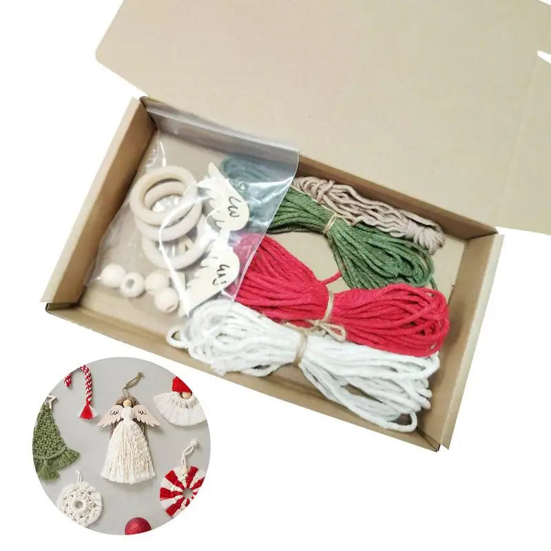 Crochet Kit Christmas Christmas Tree Macrame Kit Holiday Crochet Material Package Handmade Cotton Rope Knitting Kit For Girls