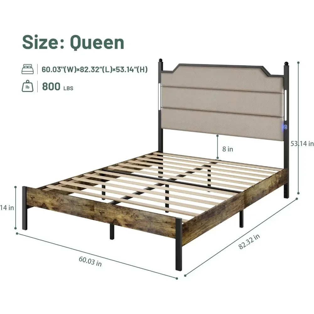 Metal Bed Frame,Upholstered Metal Platform Bed Frame with Underbed Storage Duty Bed Frame Suitable for bedrooms, free shipping