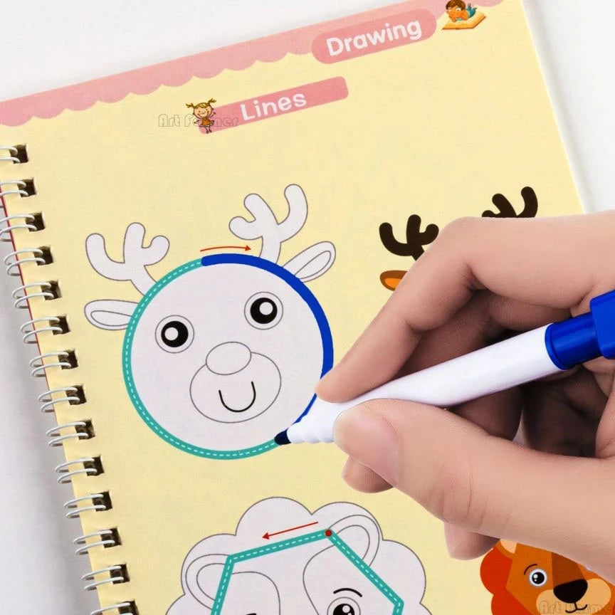 Magical Tracing Workbook Reusable Calligraphy Copybook Practice Drawing Book Toddler Learning Children Montessori Write Toy