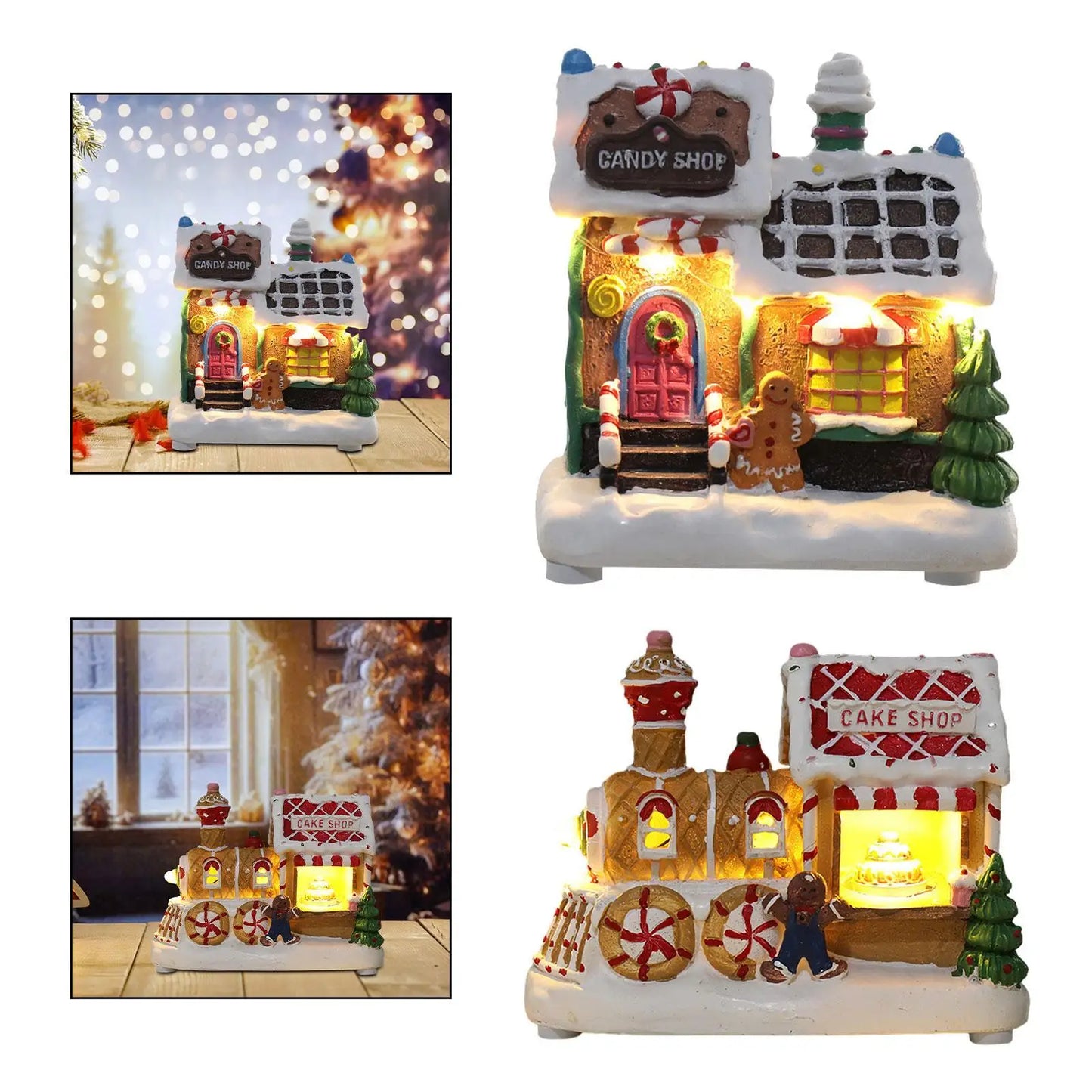 Lighted up Christmas Village House Xmas Decoration Christmas Scene House