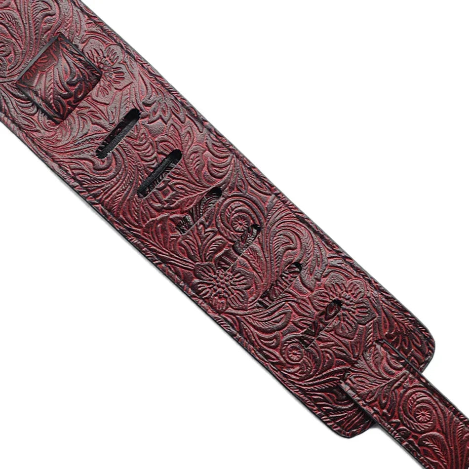 P&P PU Leather Guitar Strap Adjustable Soft Embroidered Belt For Electric Acoustic Guitar Bass