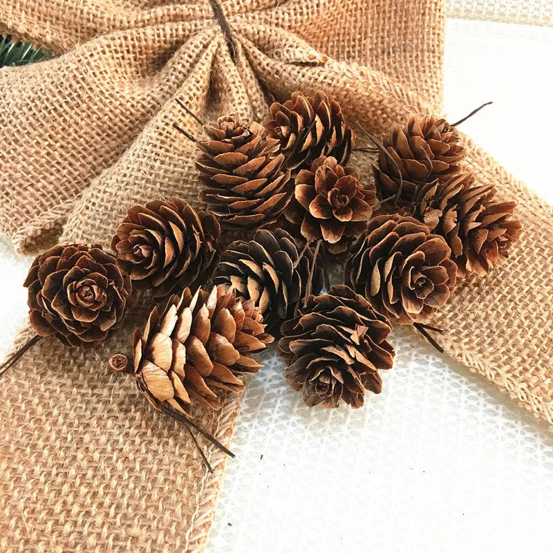 10PCS/lot Christmas Small Pine Cones Xmas Tree Decoration Pendant Ornaments Kindergarten DIY Materials