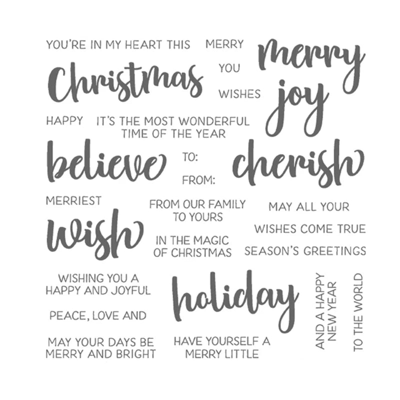 Christmas Words Clear Stamps for New 2021 Scrapbooking Paper Making Believe Embossing Frame Craft Supplies Card Cutting Dies