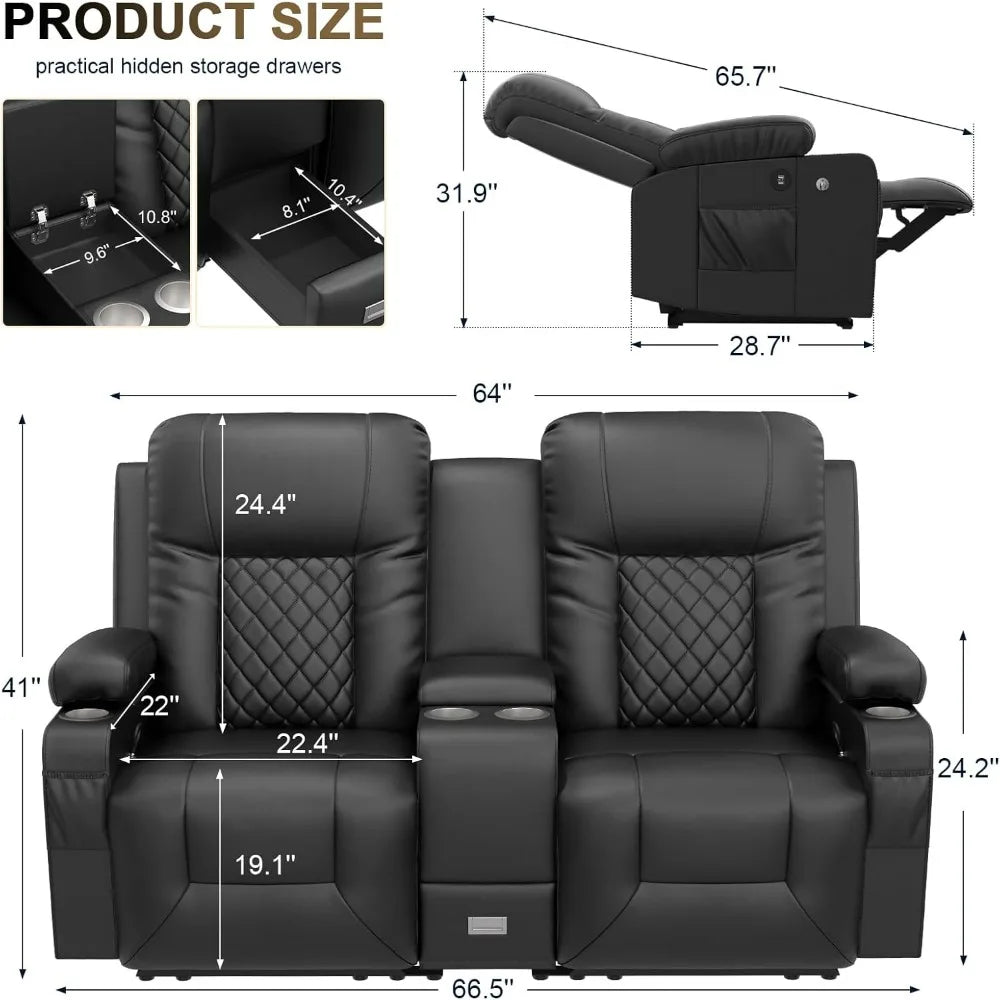 Living Room Furniture Set, Recliner2 Seate and 360° Swivel Recliner Chair with Massage,Luxur Reclining Sofa 2PC SetforLivingRoom