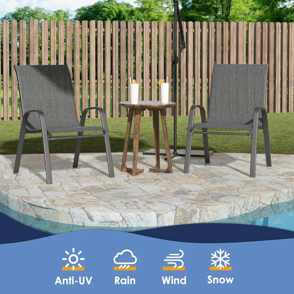 Patio Chairs Set of 6, Outdoor Lightweight Stackable Dining Chairs w/All-Weather Textilene Fabric & Metal Frame, 350LBS Capacity