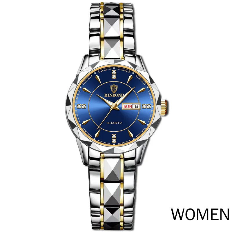 Women Business Casual Fashion Waterproof Full Steel Quartz Watches for Female Sports Date Week Clock Ladies Gold