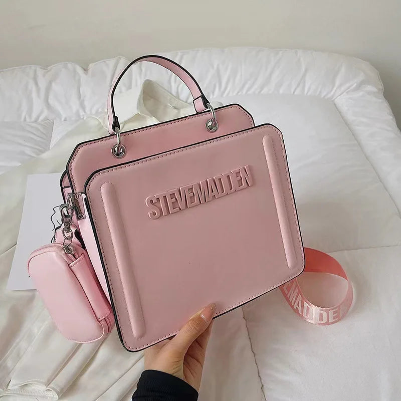 2024 New Trendy Handbags with Popular Lettering, Single Shoulder Bags, Solid Color Crossbody Bags