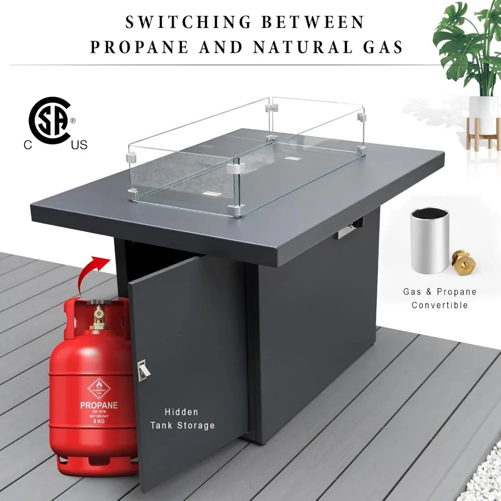 43" Patio Outdoor Propane Fire Pit Table with Waterproof Cover 55,000 BTU Auto-Ignition Gas Fires Pits Tables, Outdoor Fire Pit