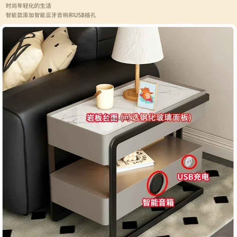 Multi Functional High-end Living Room Sofa Edge Cabinet with A High-end Feel, Extremely Narrow Storage Cabinet Side Table