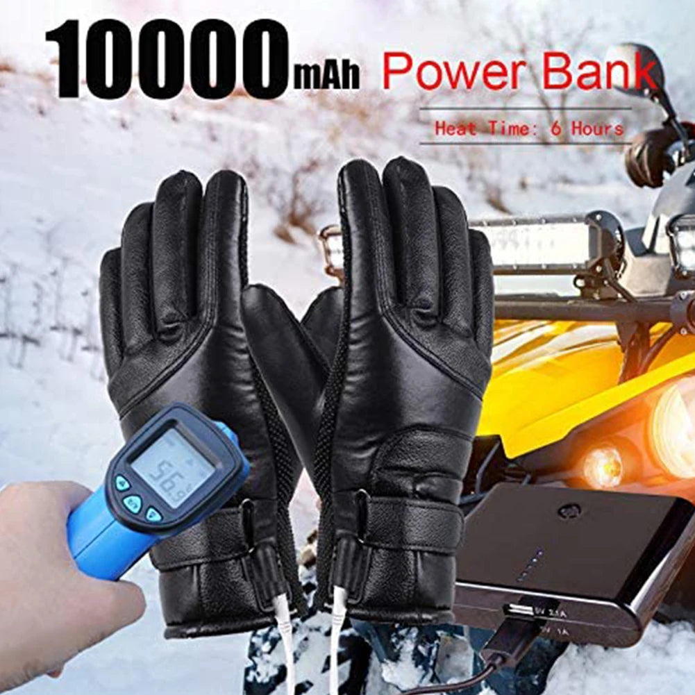 USB Winter Electric Warming Gloves Waterproof Thermal Heated Gloves Hand Warmers Winter Outdoor Warm Gloves for Off Road Skiing