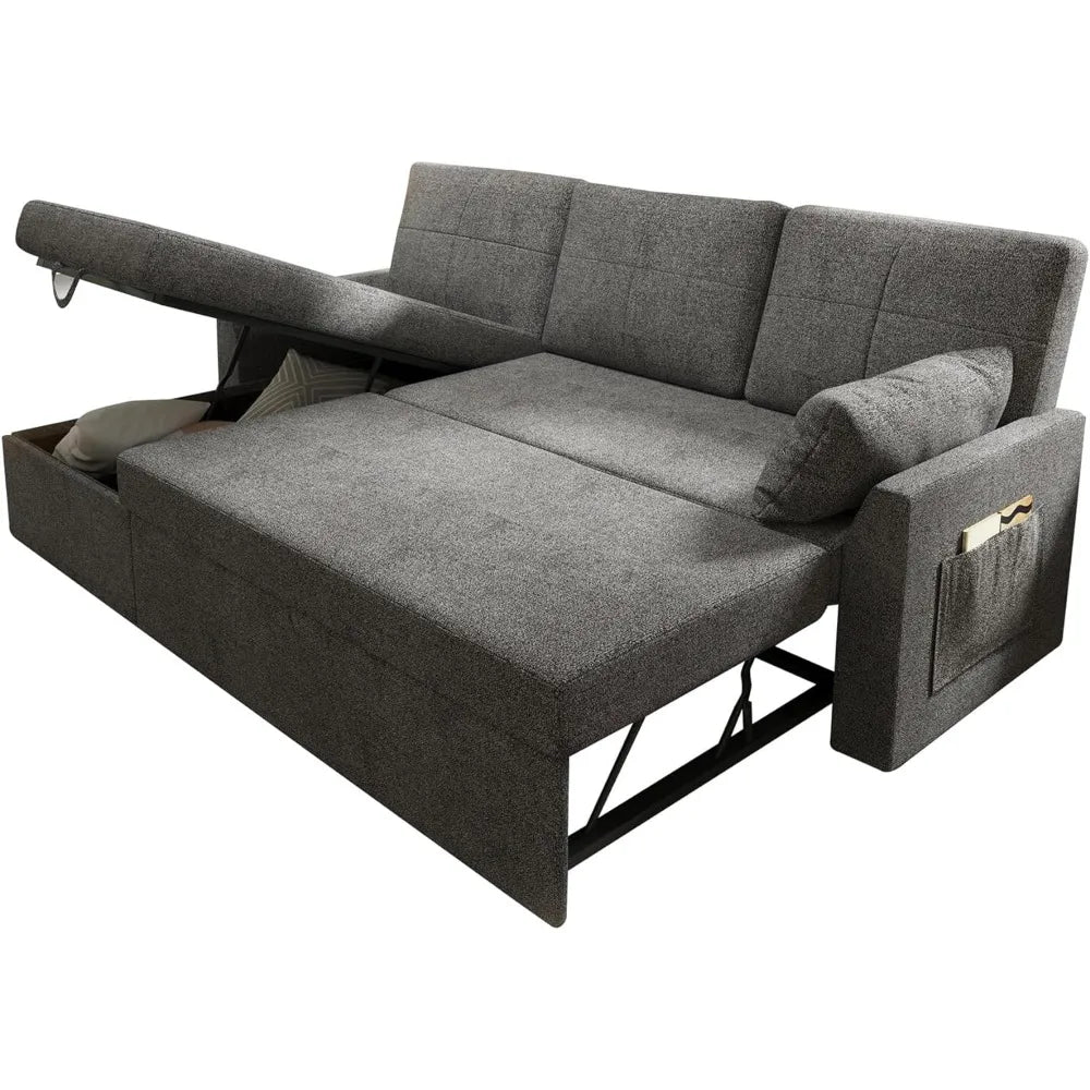 Sleeper Sofa, Sofa Bed- 2 in 1 Pull Out Couch Bed with Storage Chaise for Living Room, Sofa Sleeper with Pull Out Bed,