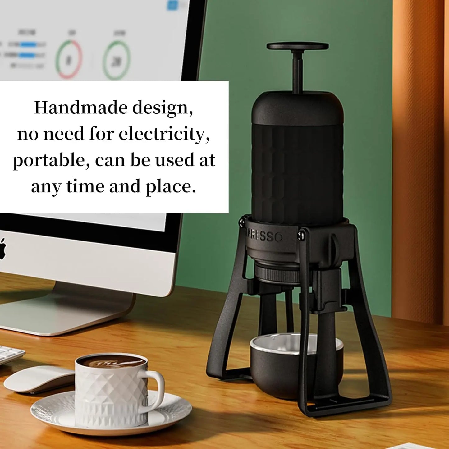 Portable Coffee Maker, Professional Travel Coffee Maker, 20Bar Pressure, 180ml Water Tank, Manual Portable Espresso