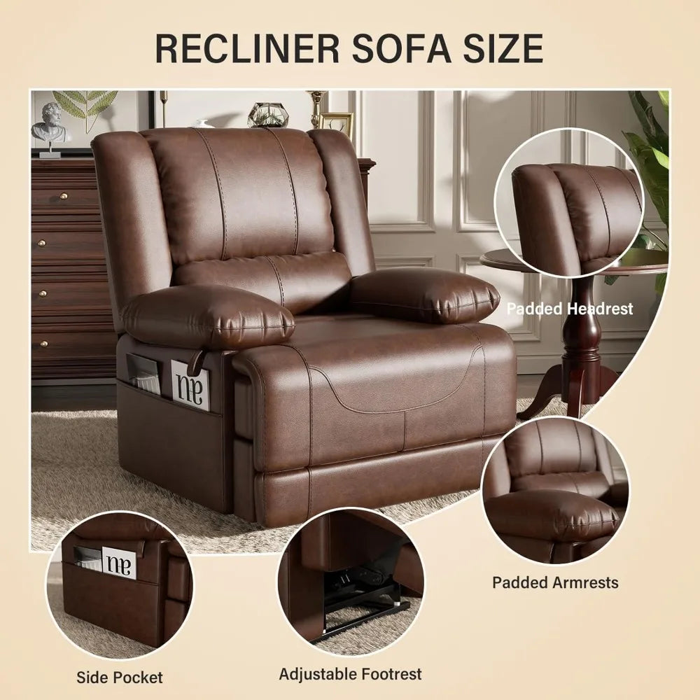 Dual Motor Electric Lift Recliner Sofa, Ergonomic, Massage Chair with Heating Function, Suitable for Living Room, USB Port,