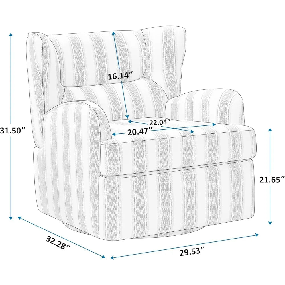 Swivel Chair,Modern 31.50" Upholstered Armchair with Stripe, Comfy Accent sofa for Living Room,Bedroom, Corner, Reading Nook