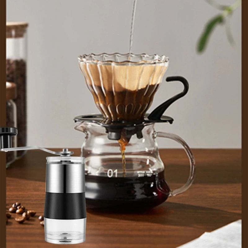 KX4B Hand Operated Coffee Grinder Hand-Cranked Coffee Grinder Ceramic Burr Grinder Manual Coffee Mill Adjustable Settings