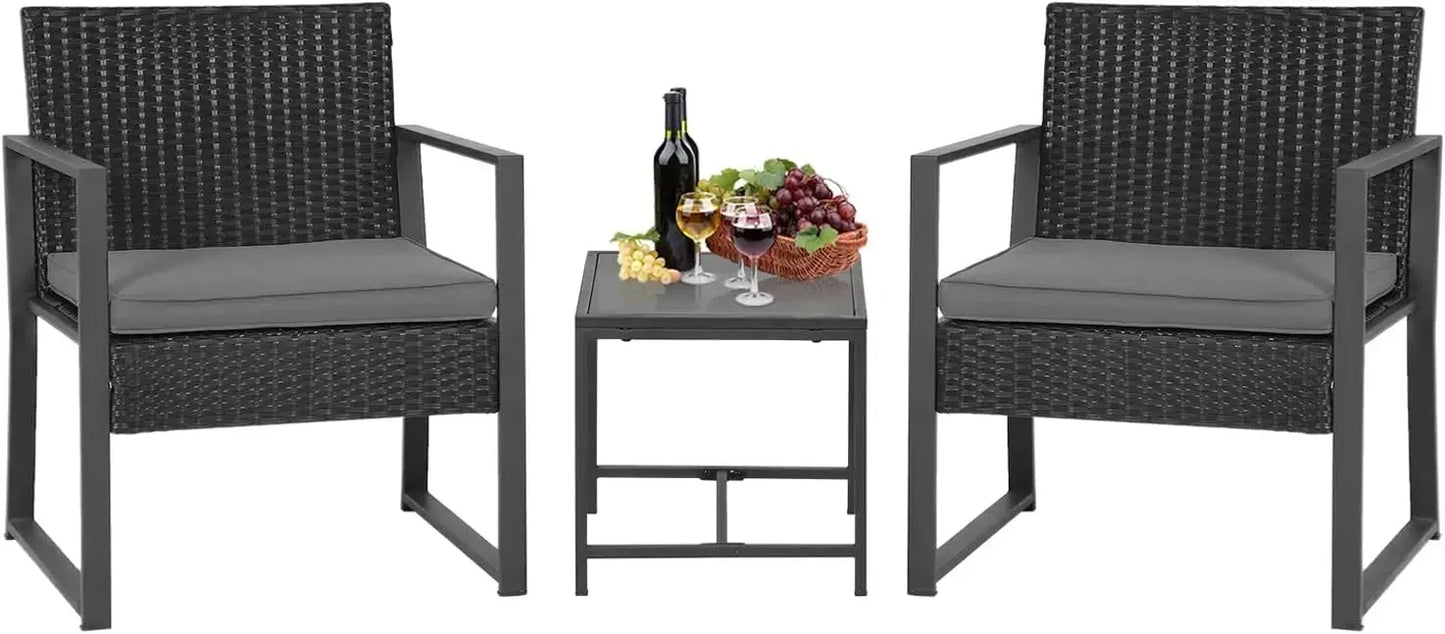 Rattan Garden Furniture Sets, Outdoor Bistro Set, Wicker Patio Chairs, Free Shipping, 3 Pcs