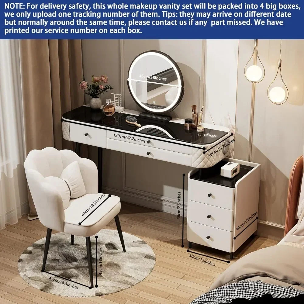 Vanity Desk, Smart Makeup Desks with Multiple Function, with Chair, Vanity Desk