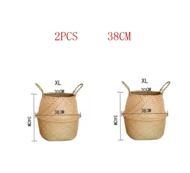 Seaweed Wicker Basket Rattan Hanging Flowerpot  Dirty Clothes    Storage    WF1015