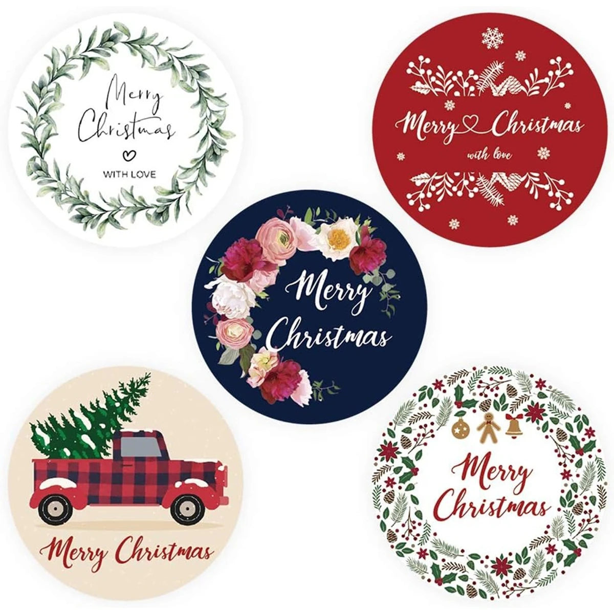 100-500pcs Christmas Stickers Holiday Label, Family Merry Christmas Stickers, Xmas Decorative Envelope Seals Stickers for Cards