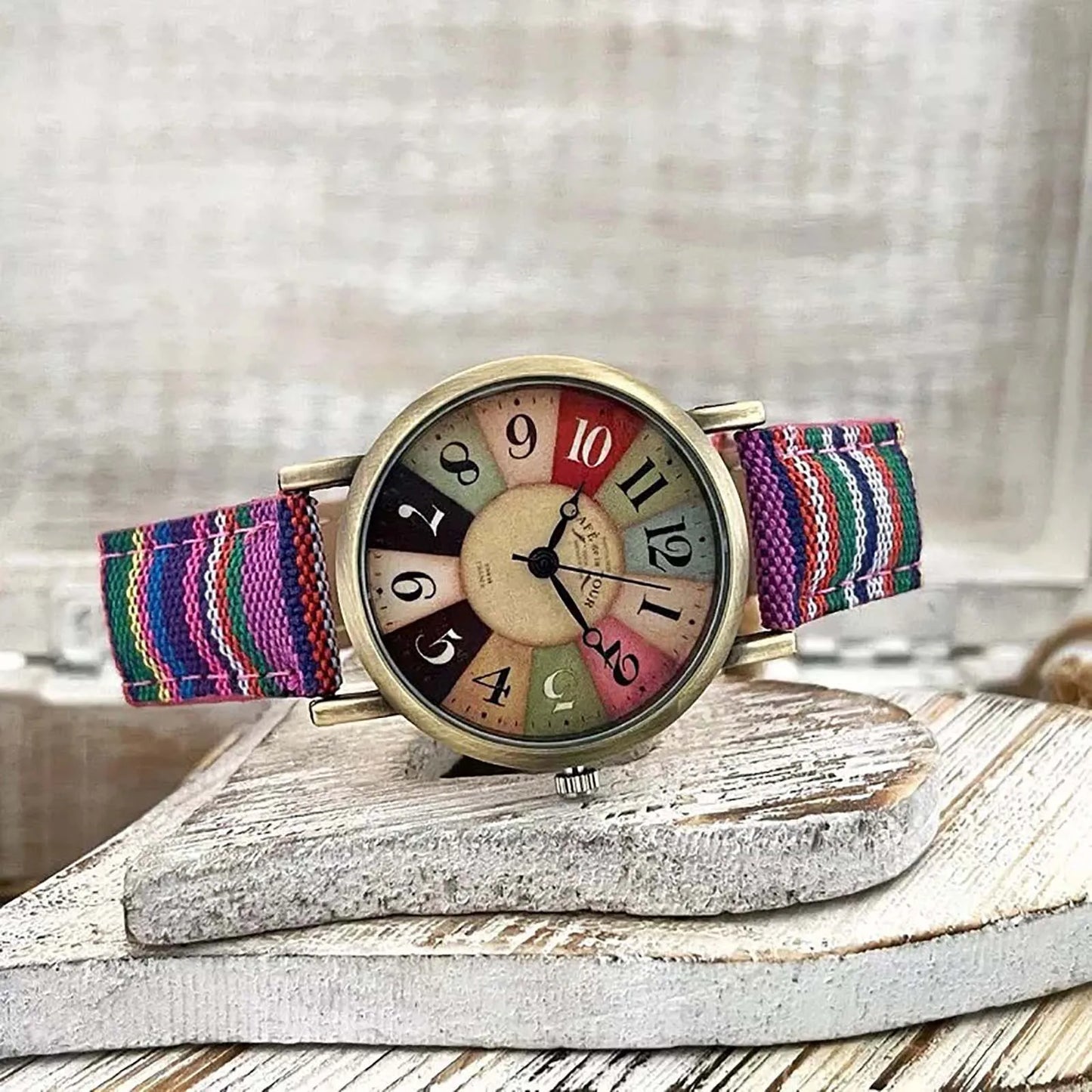 Watches For Women With Multicolour Rainbow Pattern Men Hand Band Watches For Women