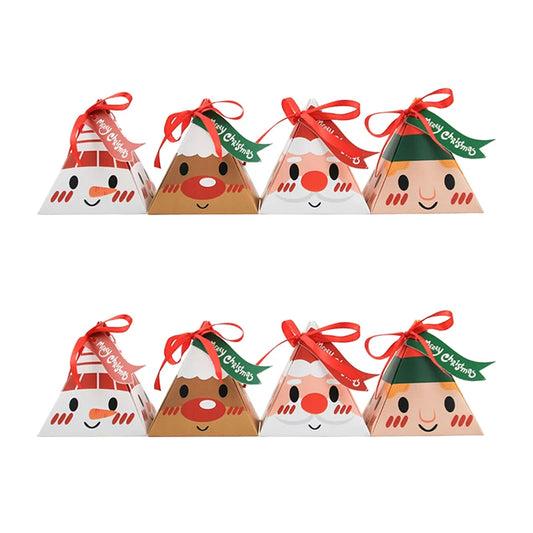 10 Pcs Christmas Gift Boxes Triangle Boxes Candy Paper Boxes Merry Christmas Gift Bags Candy Cookie Wrapping