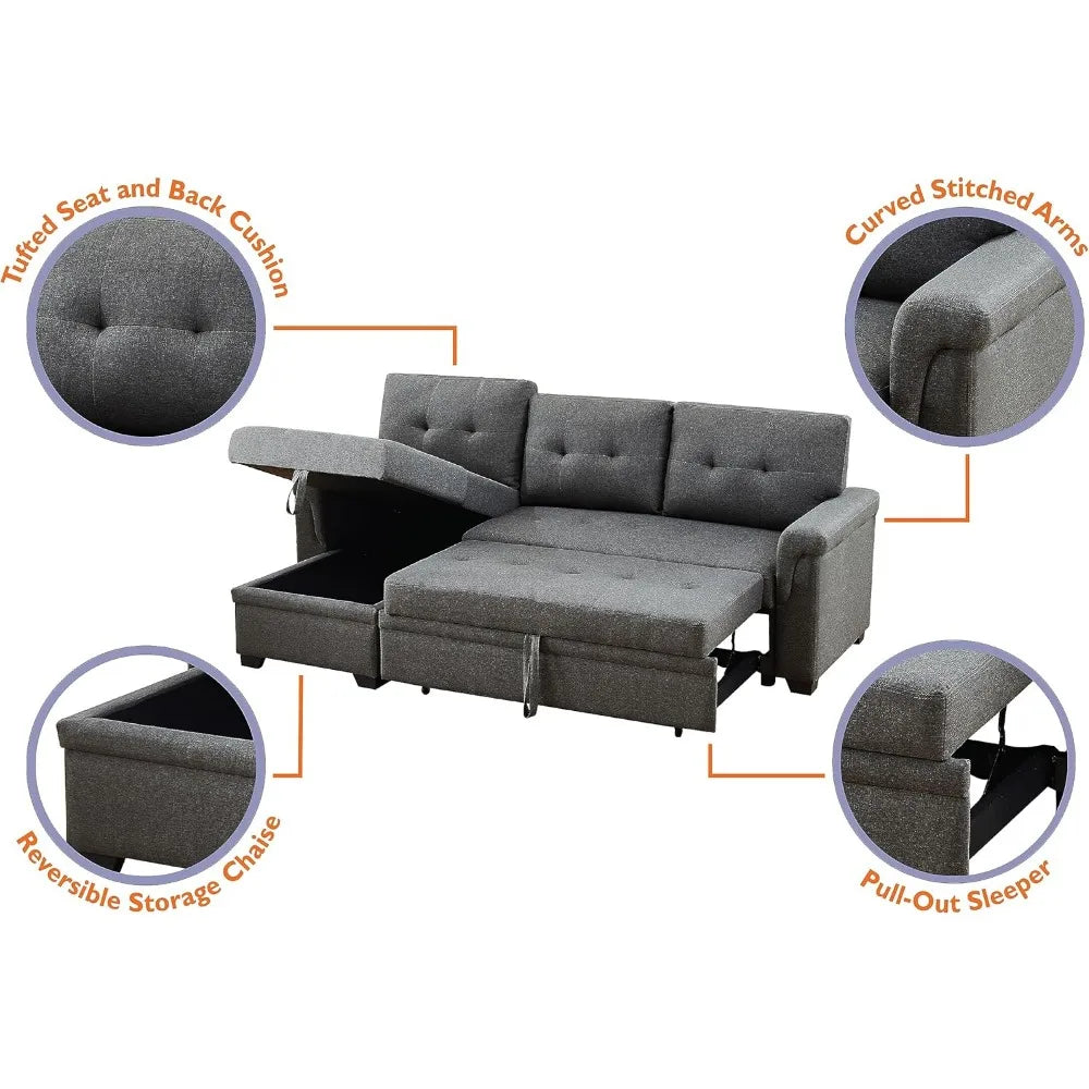 Sectional  - Versatile Sleeper Couch & Sofa Bed with Storage - Comfortable Couch with Storage, Small Sleeper Sofa counch