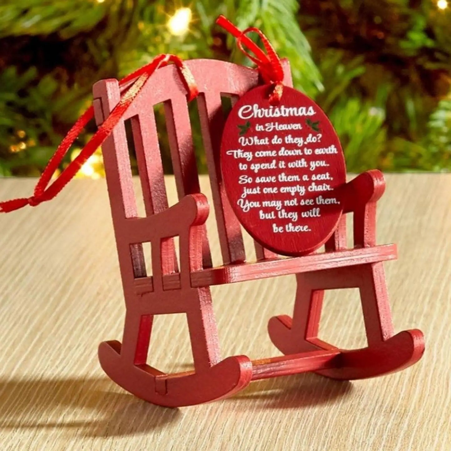 Mini Christmas Rocking Chair Ornament with Tag Sign Anniversary Holiday