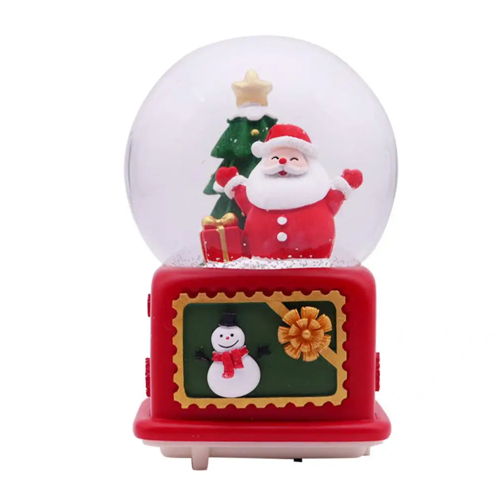 Christmas Snow Globe Realistic Shape Glowing Crafts Music Snow Globe Santa Claus Statue Music Snow Globe Ornament