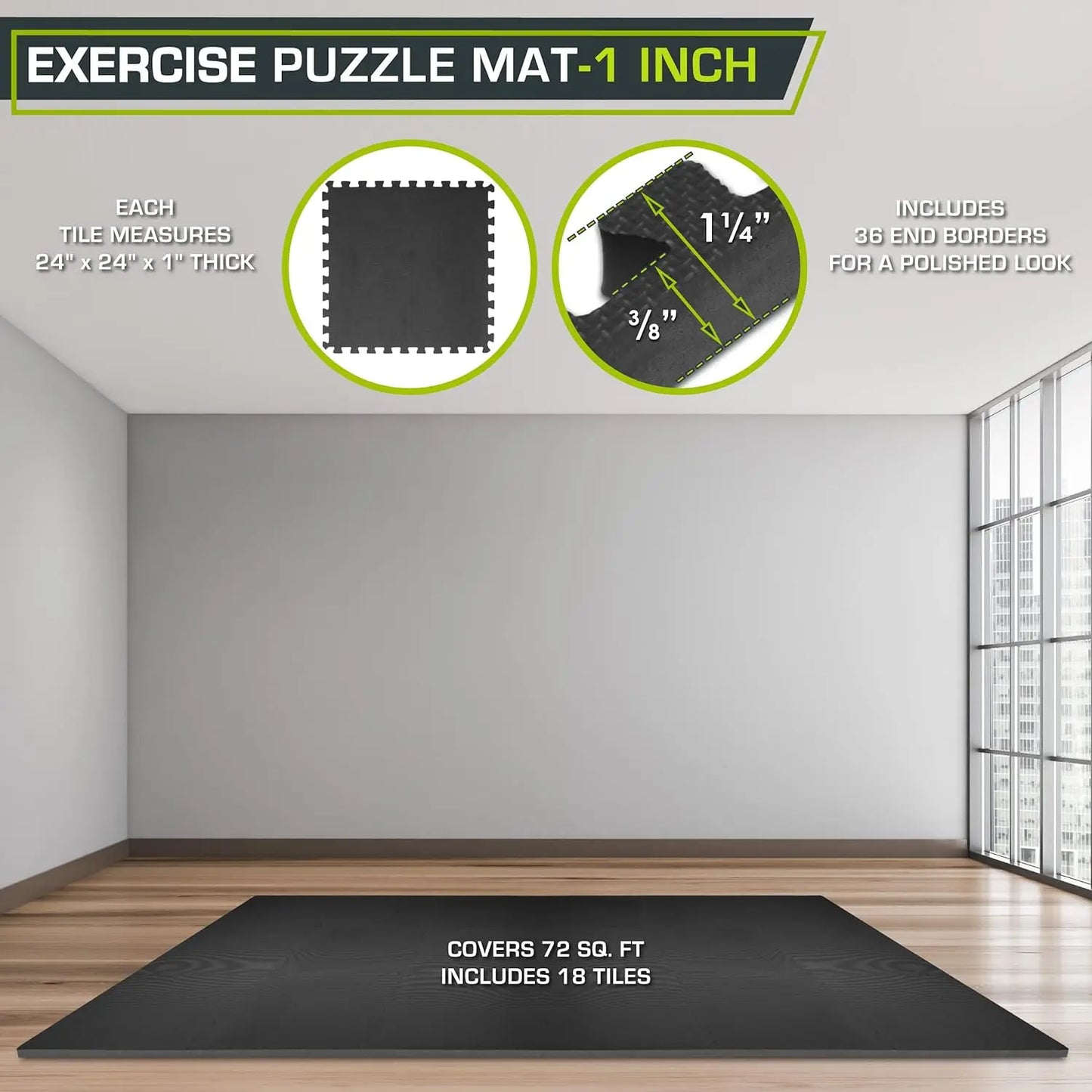 Thick Puzzle Exercise Mat ¾” and 1", EVA Foam Interlocking Tiles for Protective, Cushioned Workout Flooring