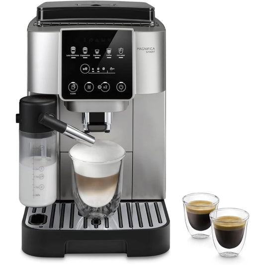 Magnifica Start Espresso & Coffee Machine with Automatic Milk Frother, One Touch Latte, Cappuccino, Built-in Grinder,Silver