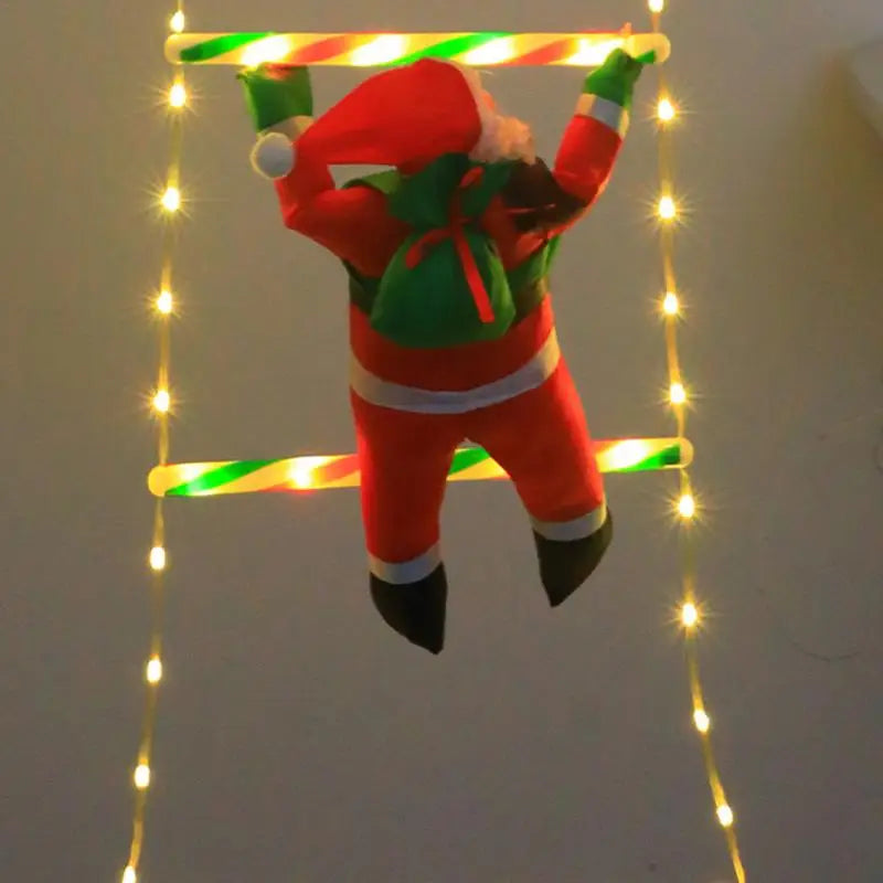 Electric Climbing Ladder Santa Claus Doll Toys 8 Modes LED Ladder Lights Merry Christmas Tree Hanging Decoration Christmas Gifts