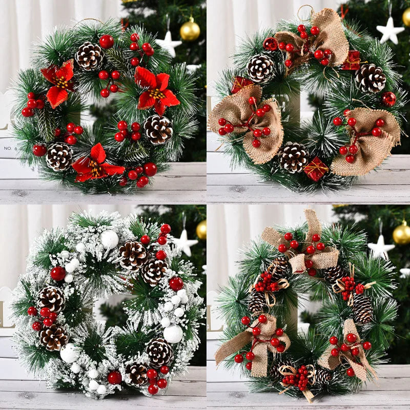 Christmas Holiday Art Wreath Decorative Simulation Door Wreath Christmas Decorations for Window Wall Party Christmas Pendant