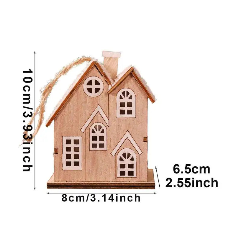 Lighted Christmas Houses Village Wooden Christmas Scene Ornament Decorative Glowing Miniature House Holiday Seasonal Decor